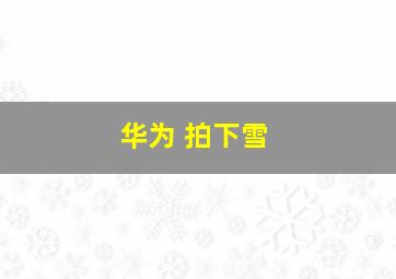 华为 拍下雪